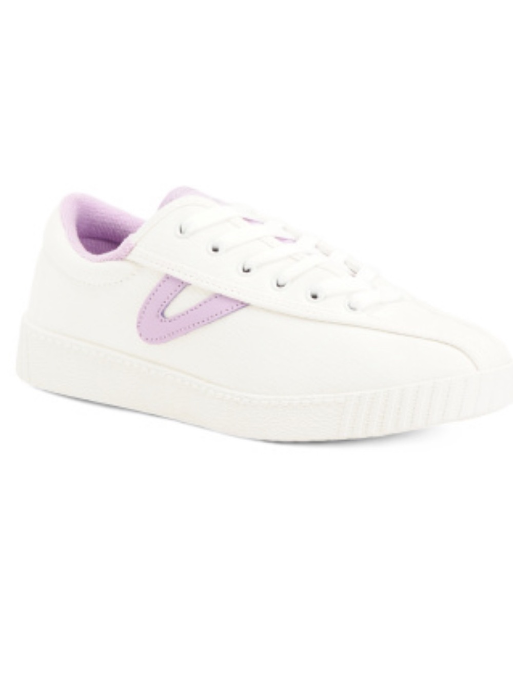 Tretorn White Canvas Sneakers with Lavender Accent